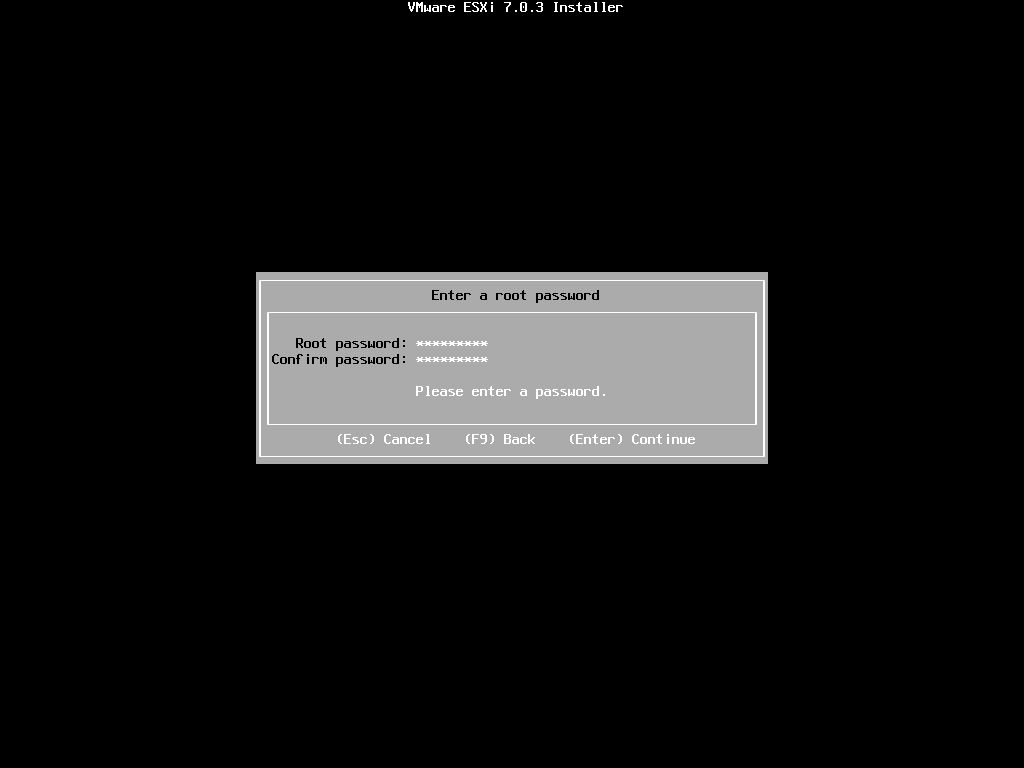 ESXI Password Select